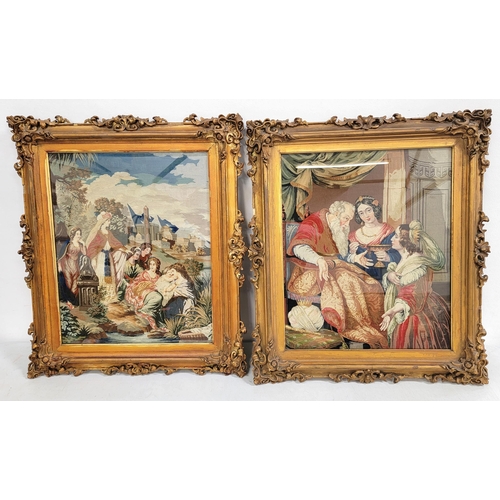 433 - PAIR OF FIGURAL FRAMED WOOLWORK TAPESTRIES
both in ornate gilt frames, 58.5cm x 47cm