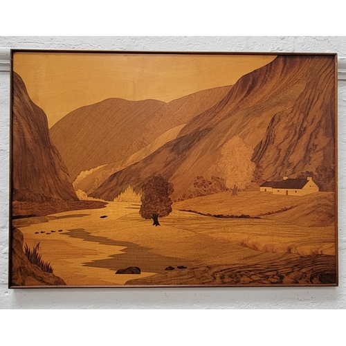 488 - A H MCINTOSH & CO
The Glen, a marquetry panel of specimen wood, 44.5cm x 62cm