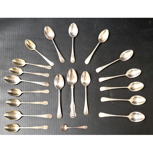 152 - SELECTION OF SILVER TEASPOONS
comprising a set of eleven spoons with scroll engraved decoration to t... 