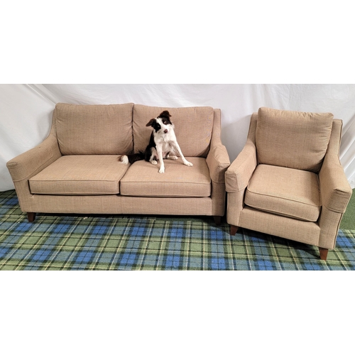 457 - MARKS & SPENCER TWO SEAT SOFA
with loose seat and back cushions, 185cm wide, together with a matchin... 