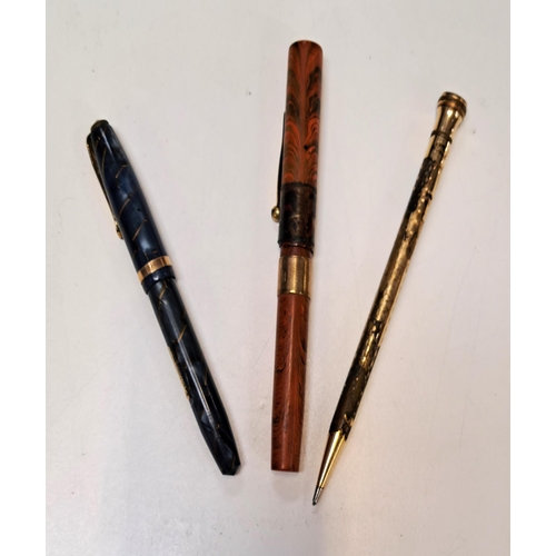 317 - THREE VINTAGE PENS
consisting pf a Waterman fountain pen, stamped 395 FDW on gold band, Conway Stewa... 