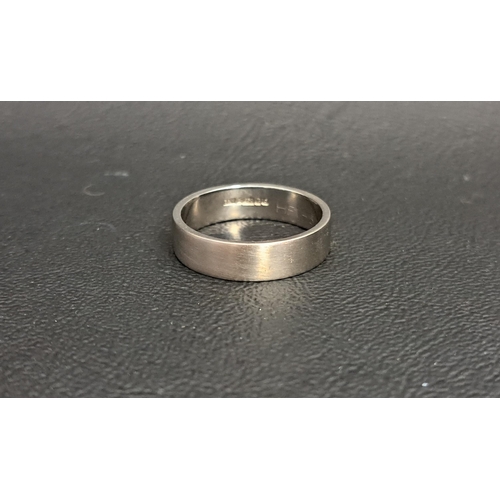 27 - PLATINUM WEDDING BAND
with brushed finish, ring size Q and approximately 7.6 grams