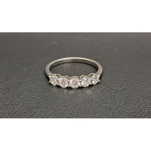 77 - DIAMOND FIVE STONE RING
the five round brilliant cut diamonds totalling approximately 1ct, on platin... 