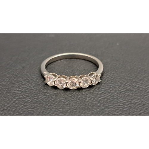 77 - DIAMOND FIVE STONE RING
the five round brilliant cut diamonds totalling approximately 1ct, on platin... 