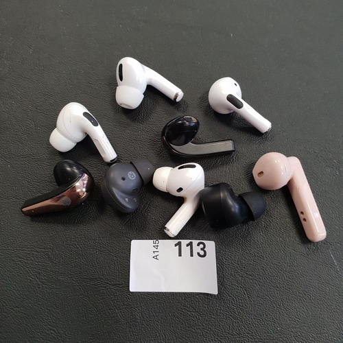 113 - SELECTION OF LOOSE EARBUDS
including Apple and Jlab (9)