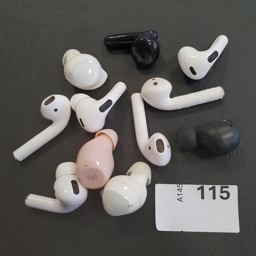 115 - SELECTION OF LOOSE EARBUDS
including Apple and JVC (11)