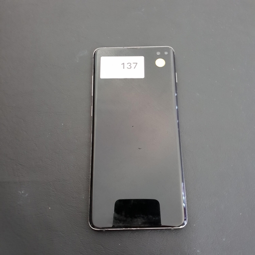 137 - SAMSUNG GALAXY S10+
model SM-G975F/DS; IMEI 357285104554841; Google Account Locked. Back case is sma... 