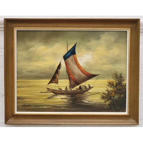 392 - E. JINCAIDAL
Under sail, oil on canvas, signed, 29.5cm x 39.5cm