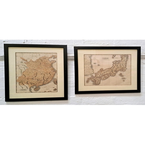 416 - TWO FRAMED MAPS-CHINA AND JAPAN
probably removed from an album, China 34cm x 27cm, Japan 28cm x 34.5... 