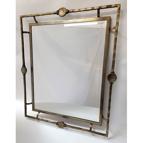 506 - BLUEBIRD STEEL FRAME RECTANGULAR WALL MIRROR
with a secondary flared frame around a bevelled plate, ... 