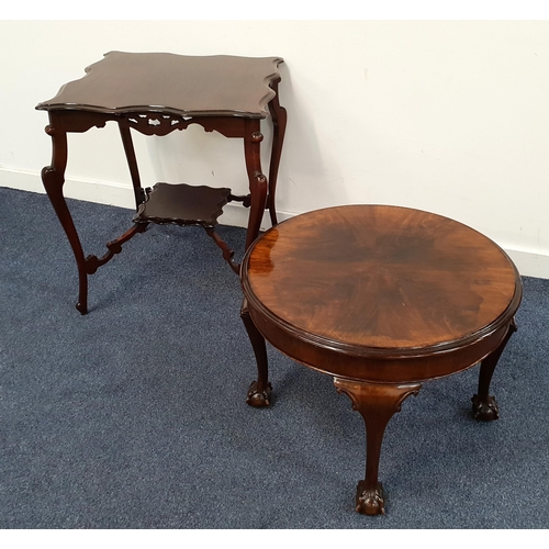 529 - TWO MAHOGANY OCCASIONAL TABLES
comprising a circular coffee table with flamed mahogany top and raise... 