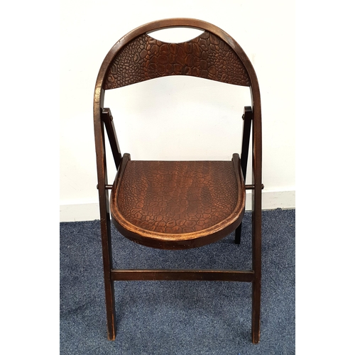 558 - 1930s THONET BENTWOOD FOLDING CHAIR
with crocodile skin effect wood print to seat and back rest