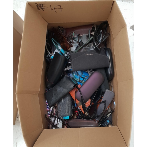 47 - ONE BOX OF BRANDED AND UNBRANDED SUNGLASSES AND GLASSES
Note: some sunglasses may also contain presc... 