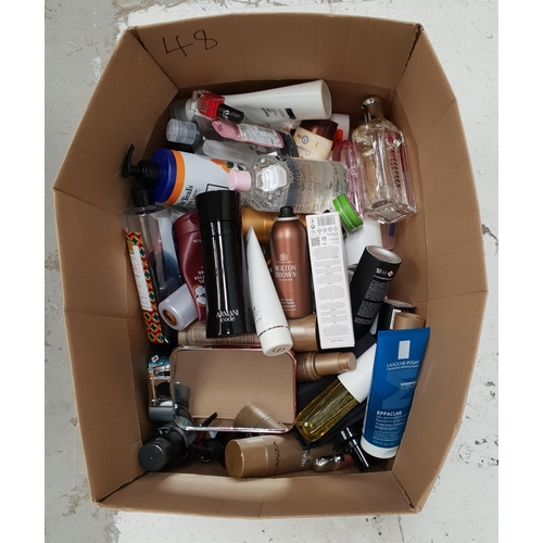 48 - ONE BOX OF TOILETRIES AND COSMETICS 
including Molton Brown, Armani, La Roche-Posay, Dior, and Tommy... 