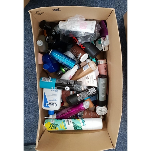 55 - ONE BOX OF TOILETRIES AND COSMETICS 
including Lancome, Aesop, Chanel, Hugo Boss, Calvin Klein and L... 