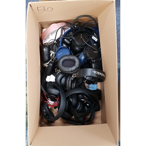 56 - ONE BOX OF HEADPHONES
brands include Sony and Beats, in-ear, on-ear and earbuds