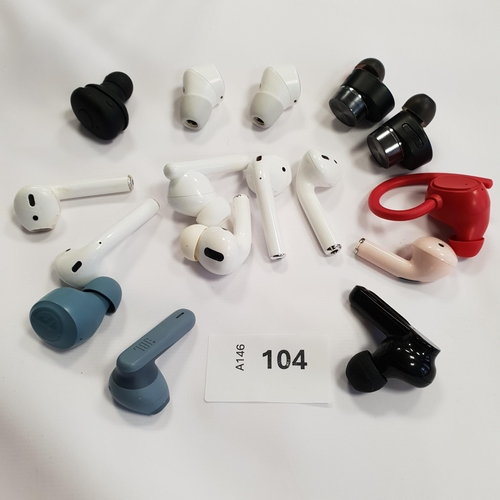 104 - SELECTION OF FIFTEEN LOOSE EARBUDS
including Apple and Bowers & Wilkins (15)