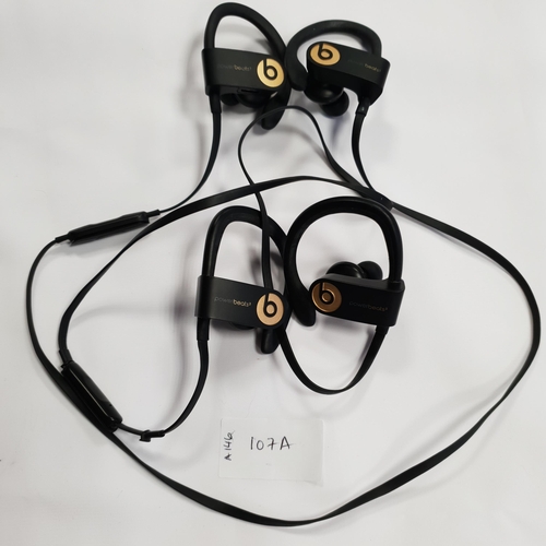 107A - TWO PAIRS OF BEATS POWERBEATS 3 WIRELESS HEADPHONES