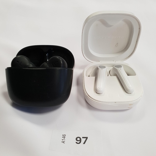 97 - TWO PAIRS OF EARBUDS IN CHARGING CASES
comprising Philips and Soundpeats