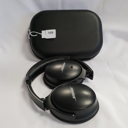 109 - PAIR OF BOSE QC45 ON-EAR WIRELESS NOISE CANCELLING HEADPHONES
in case