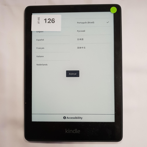 126 - AMAZON KINDLE PAPERWHITE 5 SIGNATURE EDITION E-READER
serial number G8S1 LG19 3495 019S
Note: It is ... 