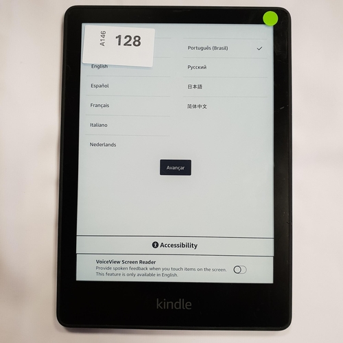 128 - AMAZON KINDLE PAPERWHITE SIGNATURE EDITION 5 E-READER
serial number G001 LG13 3174 009G
Note: It is ... 