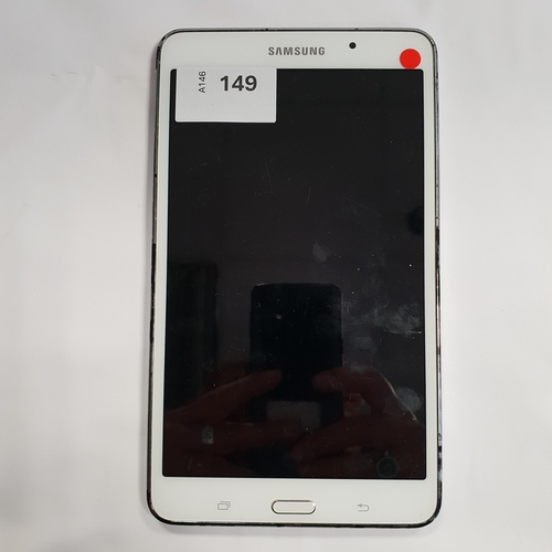 149 - SAMSUNG GALAXY TAB 4
Model: SM-T230.  Serial number R52GB2FWW2E. NOT Google Account Locked.  
Note: ... 