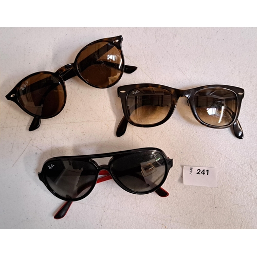 241 - THREE PAIRS OF RAY-BAN SUNGLASSES
including one folding pair