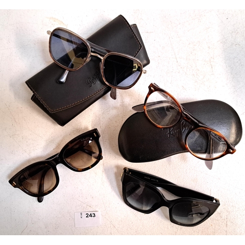 243 - THREE PAIRS OF DESIGNER SUNGLASSES AND ONE PAIR OF GLASSES
the sunglasses comprising Mulberry, Marc ... 