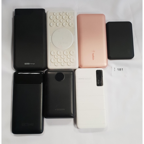 181 - SEVEN POWER BANKS
including Belkin, Juice and Veger (7)