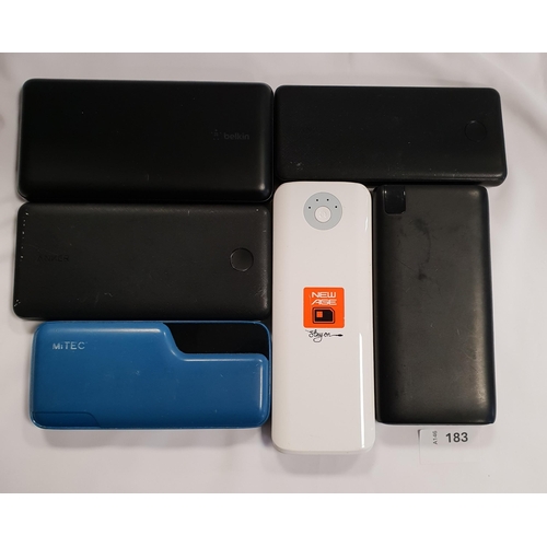 183 - SIX POWER BANKS
including Belkin and 2x Anker (6)