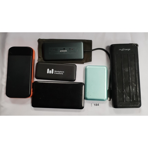 184 - SIX POWER BANKS
including Anker and Blekin (6)