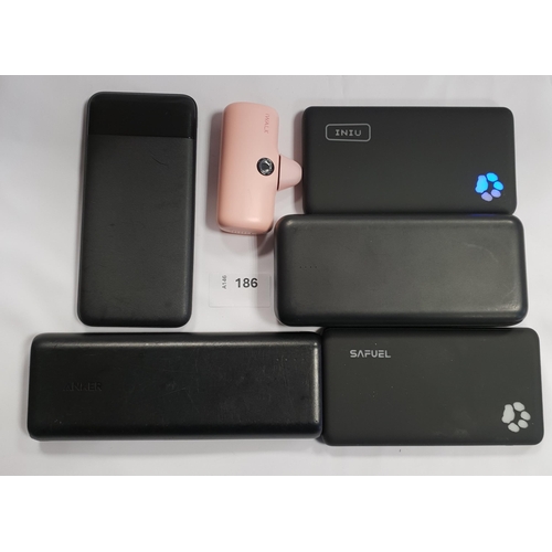 186 - SIX POWER BANKS
including iWalk Linkpod P, Inui and Anker (6)