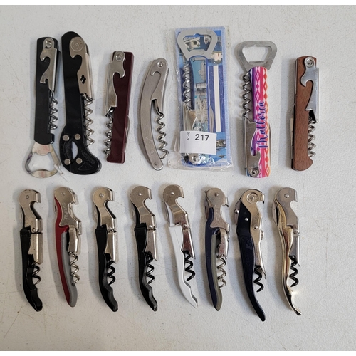 217 - SELECTION OF FIFTEEN BOTTLE OPENERS AND WAITER'S FRIENDS
Note: You must be over 18 to bid on this lo... 