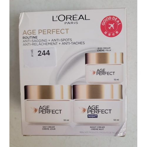 244 - BOXED AND NEW L'OREAL AGE PERFECT ROUTINE SET 
containing Age Perfect Day Cream (50ml), Age Perfect ... 