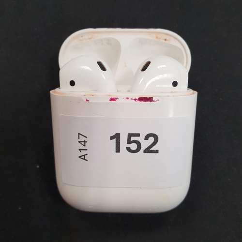 152 - PAIR OF APPLE AIRPODS 2ND GENERATION
in Lightning charging case
Note: case is dirty with some paint/... 