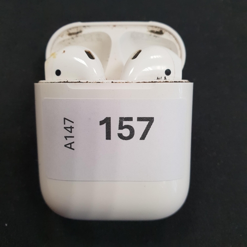 157 - PAIR OF APPLE AIRPODS 2ND GENERATION
in Lightning charging case
Note: case is very dirty and does no... 