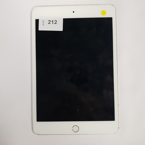 212 - APPLE IPAD MINI 4 - A1538 - WIFI  
serial number F9FRH232GHKG. NOT Apple account locked. 
Note: It i... 