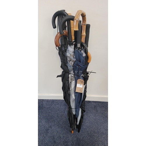 65 - SELECTION OF FOURTEEN UMBRELLAS
including stick and golf handles