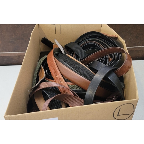 71 - ONE BOX OF LADIES AND GENTS BELTS