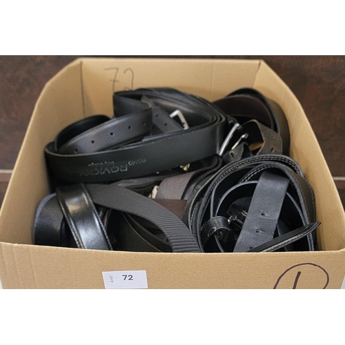 72 - ONE BOX OF LADIES AND GENTS BELTS