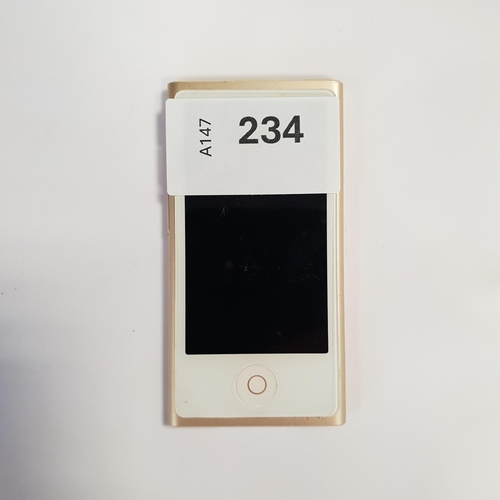 234 - IPOD NANO 7th GENERATION
model A1446, 16GB, serial number DCYQR5B2GK61; NOT Apple account locked.