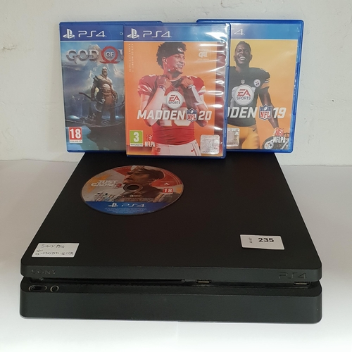 235 - PLAY STATION PS4 GAMES CONSOLE
serial number 03-27452371-6615339; together with 4 games - Just Cause... 