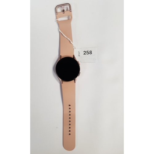 258 - SAMSUNG GALAXY WATCH 
model SM-R860, serial number RFAWB24SC9X, wiped
Note: It is the buyer's respon... 