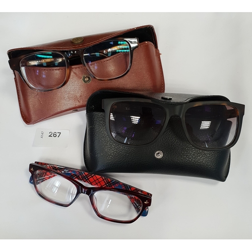 267 - THREE PAIRS OF DESIGNER GLASSES
comprising Vivienne Westwood, Ray-Ban and Masunga