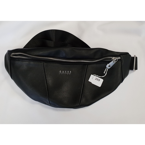 269 - GUESS BLACK LEATHER BUM BAG