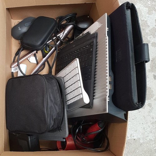 20 - ONE BOX OF ELECTRICAL ITEMS
including keyboards, electric toothbrush, computer mouse's and hair stra... 