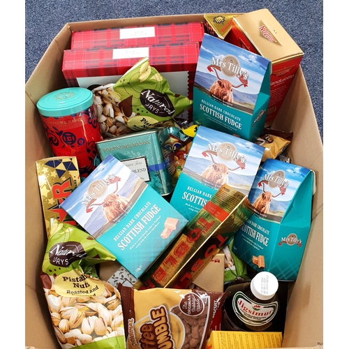 39 - ONE BOX OF CONSUMABLE ITEMS
including shortbread, chocolate, coconut powder, sweets and tea