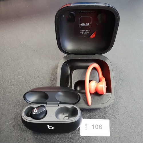 106 - TWO SINGLE BEATS EARBUDS IN CHARGING CASES
comprising model A2078 and A2514