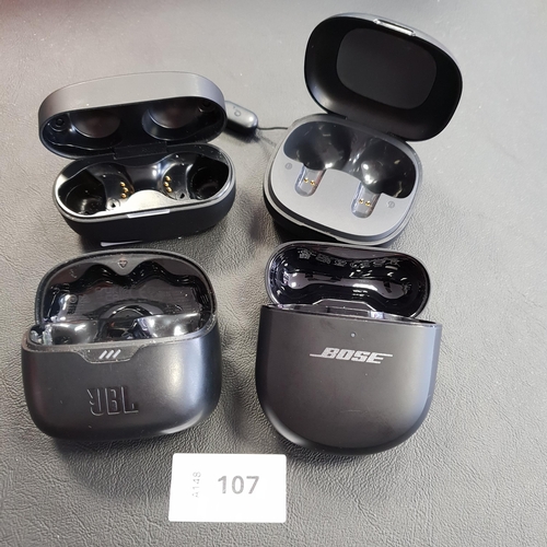 107 - FOUR EARBUD CHARGING CASES
comprising Bose, Sony, JBL and Soundcore